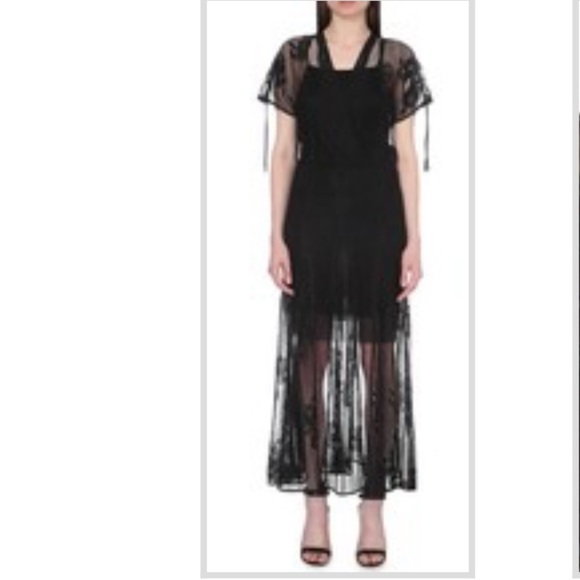MAJE x Revolve Black Lace Maxi Gypsy Boho Goth Knit maxi Dress 1 Small